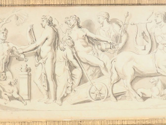 Vente aux enchères Ecole française XIXème. "Etude d'après un bas relief antique". Dim. 22