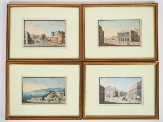 Vente aux enchères Suite de 4 gouaches napolitaines XIXème "le Pardo", "largo del castill