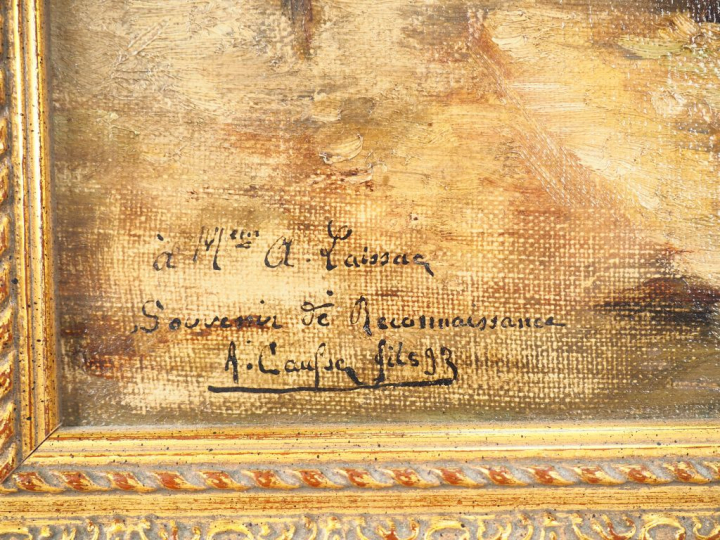 Ecole française XIXème. "Interieur de Harem en Afrique du Nord". Huile