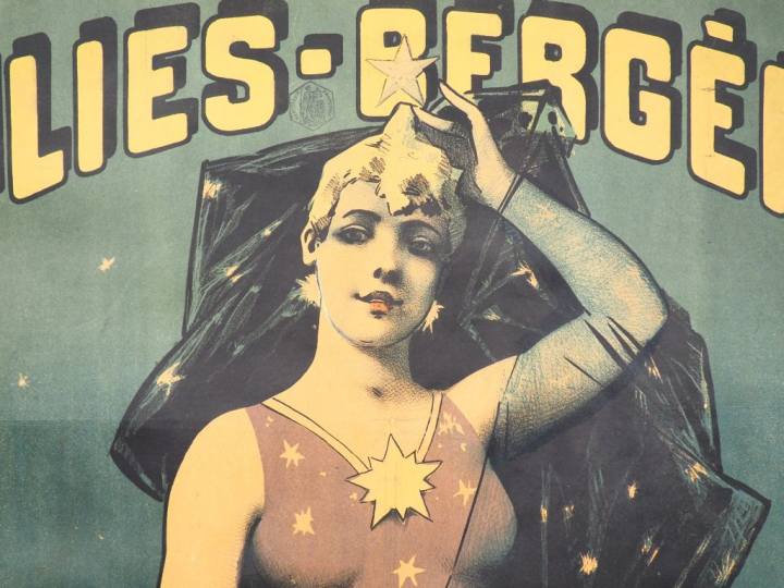Affiche 1900, "Ilka de Mynn, folies-bergères". Entoilée. Dim. 118 x 75