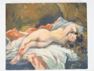 Vente aux enchères Yves DIEY. "Odalisque". Huile sur toile signée en bas à droite. Dim. 2