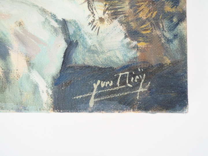 Yves DIEY. "Odalisque". Huile sur toile signée en bas à droite. Dim. 2