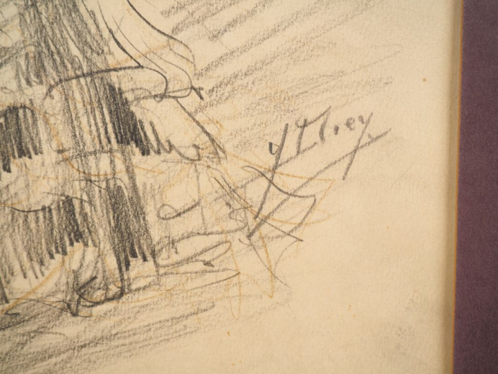 Yves DIEY. "Danseuse gitane". Dessin aquarellé signé en bas à droite. 