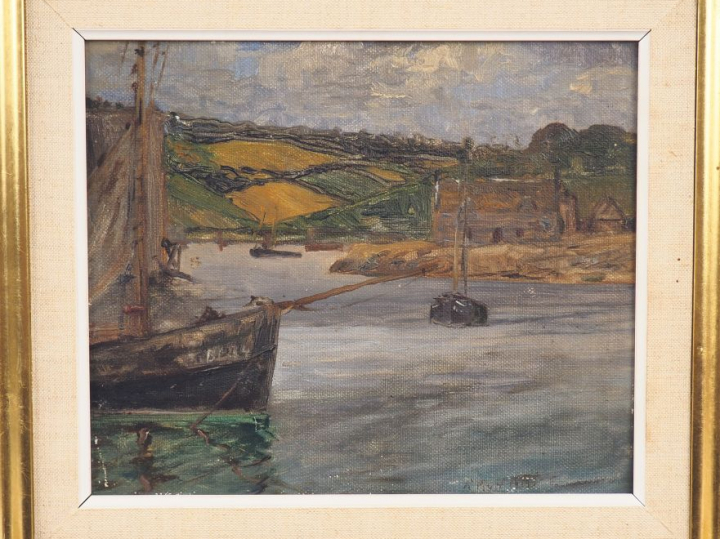 HOWARD. "Ria en Bretagne". Huile sur toile marouflée signée en bas à d