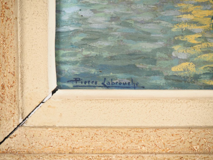Pierre LABROUCHE. "Le Port de St Jean de luz". Huile sur isorel, signé