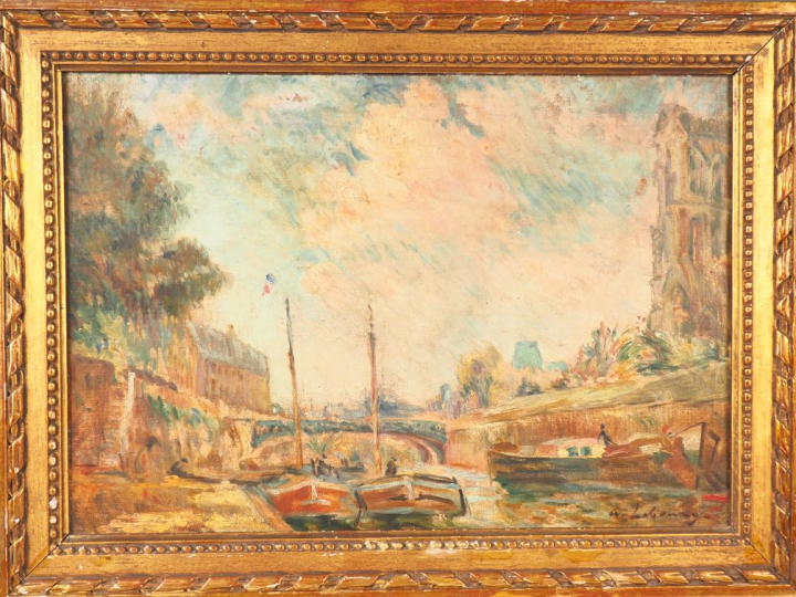 Albert Marie LEBOURG. "La Seine sous Notre Dame". Huile sur toile, sig