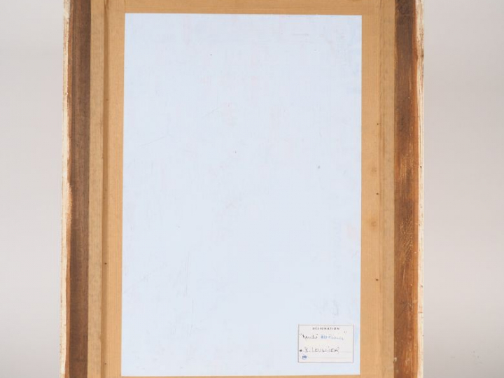 P. LEULLIER. "Marché bolivien". Huile sur carton, signée en bas à droi