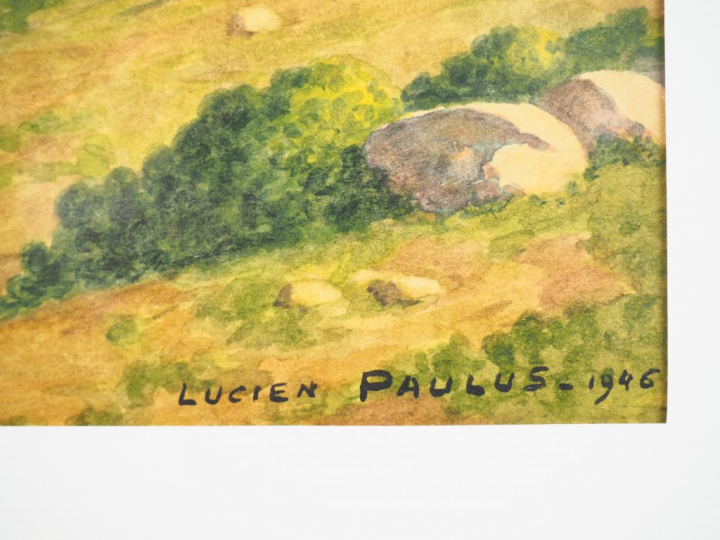 Lucien PAULUS. "vue des Pyrénées". Aquarelle signée en bas à droite et