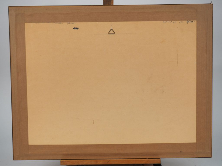 Henri ROUSSEAU. "Un caïd et son escorte". Aquarelle, tampon d'atelier 