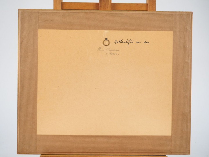 Henri ROUSSEAU. "Buisson de fleurs dans un ville du Maroc" Aquarelle, 