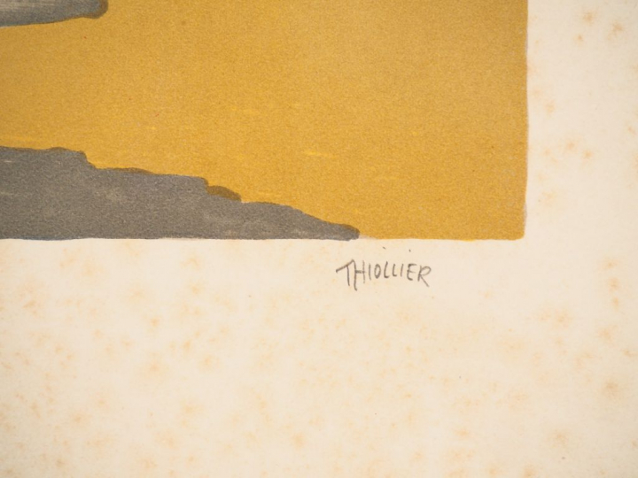 Eliane THIOLLIER. "les marchandes de fleurs". Lithographie en couleur 