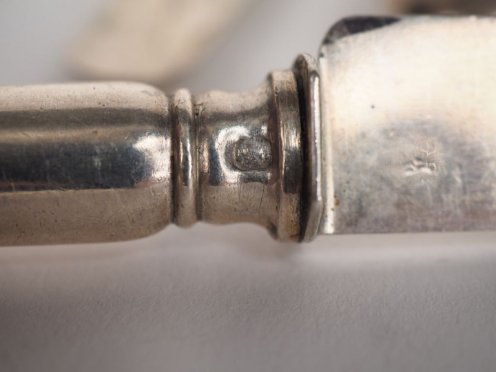 Suite de douze couteaux à fruits de style Louis XVI, lame argent poinç