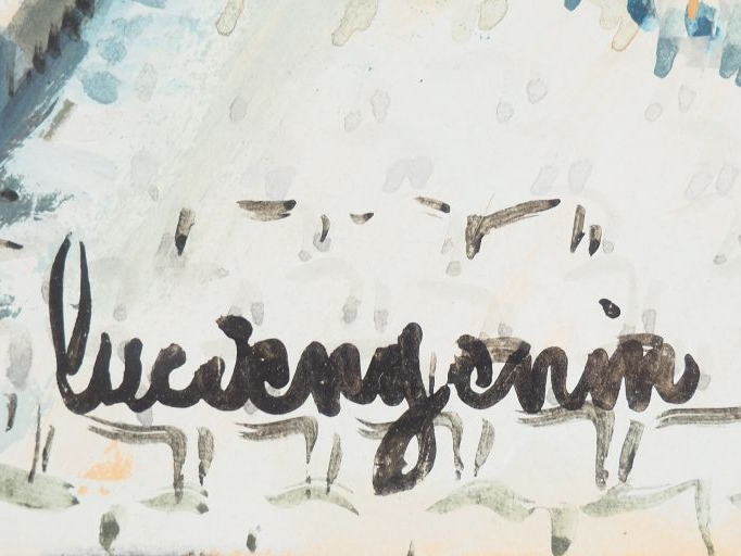 Lucien GENIN. "Rue Lepic à Paris". Gouache, signée en bas à gauche. Di