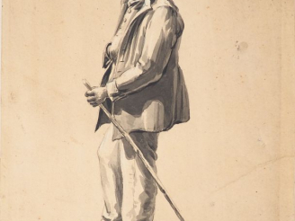 Vente aux enchères G.H. GÖBELL. "Portrait de paysan". Dessin à l'encre Dim.29 x 22,5 cm.