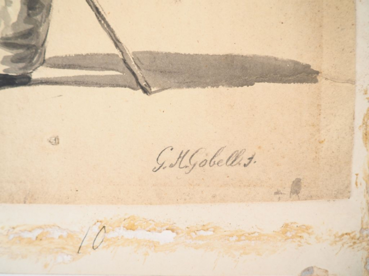 G.H. GÖBELL. "Portrait de paysan". Dessin à l'encre Dim.29 x 22,5 cm.