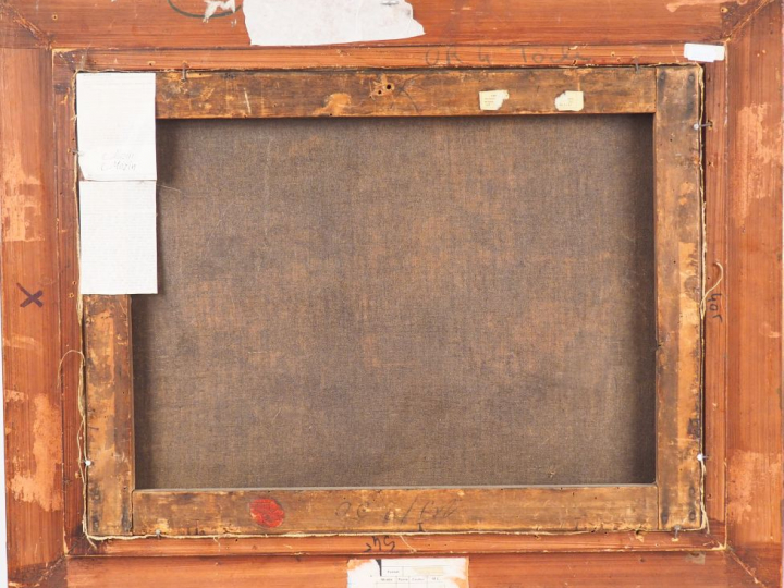 Charles MOZIN. "Paysage lacustre". Huile sur toile, signée en bas à dr