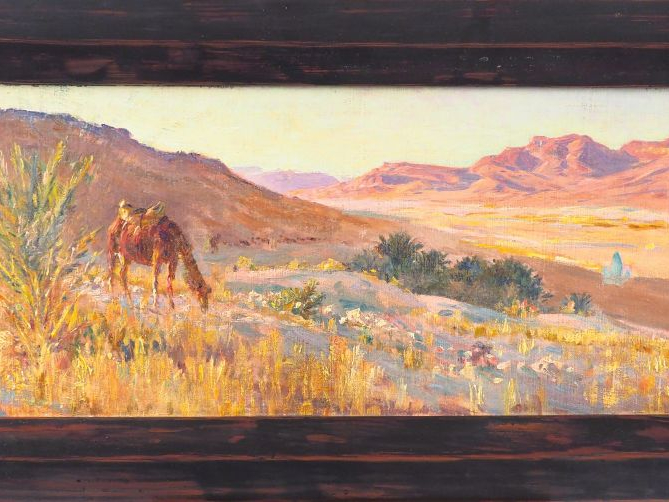 Maxime NOIRÉ. "Paysage d'Afrique du Nord". Huile sur panneau, signée e