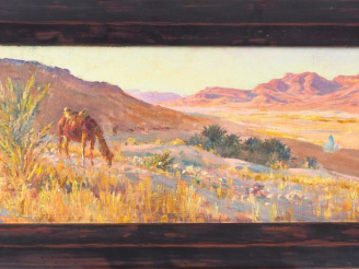Vente aux enchères Maxime NOIRÉ. "Paysage d'Afrique du Nord". Huile sur panneau, signée e