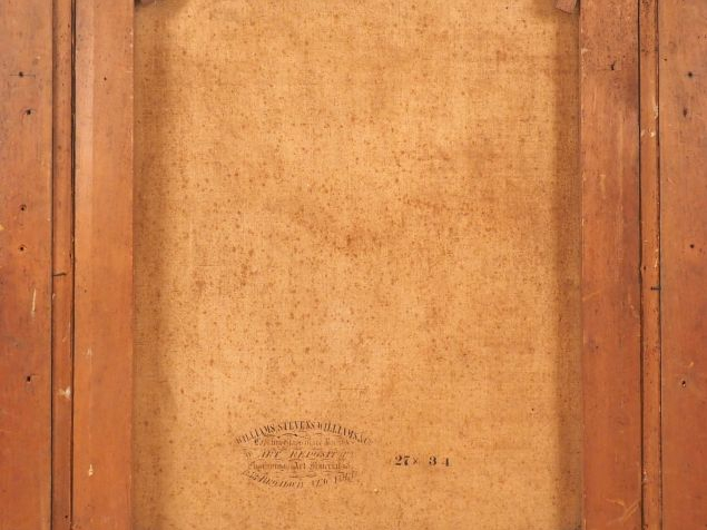 Ecole anglaise XIXème. "Portrait de dame à la robe pourpre". Huile sur