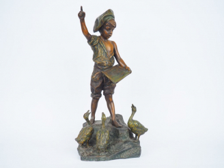 Vente aux enchères VILLANIS.  "Quatuor"  Sujet en régule.  Signé. H. 56 cm