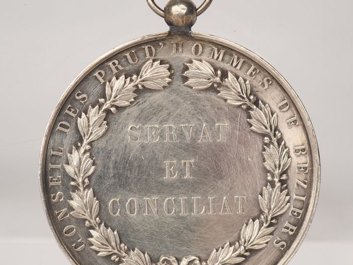 Médaille en argent "Conseil des Prud'hommes de Béziers". Poids. 60 g