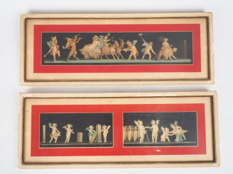 Vente aux enchères Paire de lithographies italiennes en couleurs "Les amours au char" et 