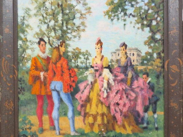 Charles GUERIN "Personnages de la Renaissance" Huile sur toile. Monogr