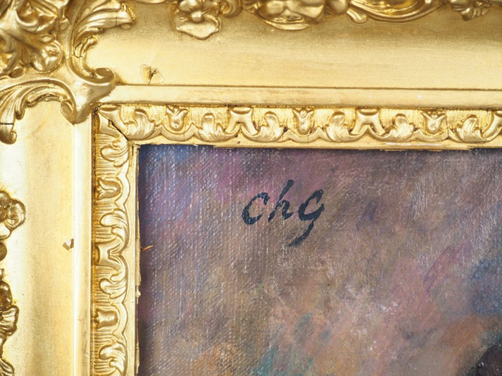 Charles GUERIN "Femme à la mantille" Huile sur toile. Monogrammée en h