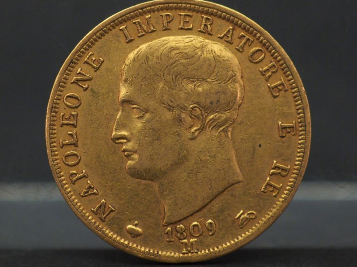 Pièce de 40 Lires or, 1809-M. FRAIS ACHETEURS 5% TTC.