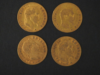 Vente aux enchères Quatre pièces de 10 Francs or, 1858-A, 1866-BB, 1868-BB et 1868-A. FRA