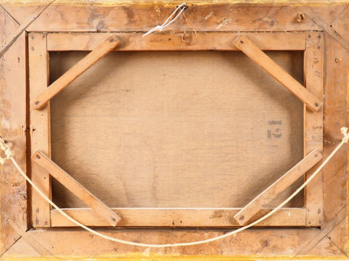 Ecole française XIXème. "La cuisine après la chasse". Huile sur toile.