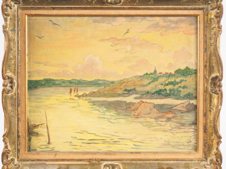 Maurice CHABAS "Etude pour un paysage breton". Huile sur toile maroufl