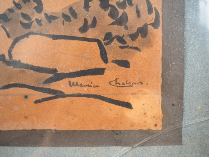 Maurice CHABAS. "Bord de mer en Bretagne". Encre sur papier signée en 