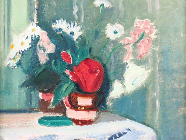 Jean PUY. "Fleurs". Huile sur toile, signée en bas à droite. Dim. 55 x