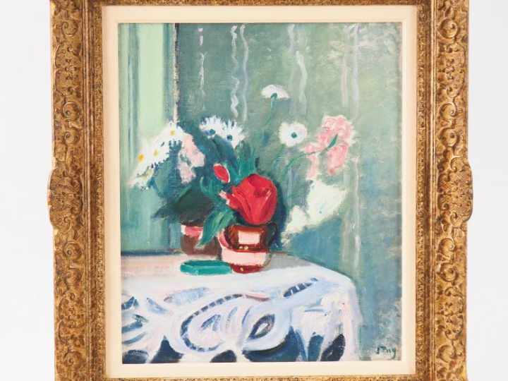 Jean PUY. "Fleurs". Huile sur toile, signée en bas à droite. Dim. 55 x
