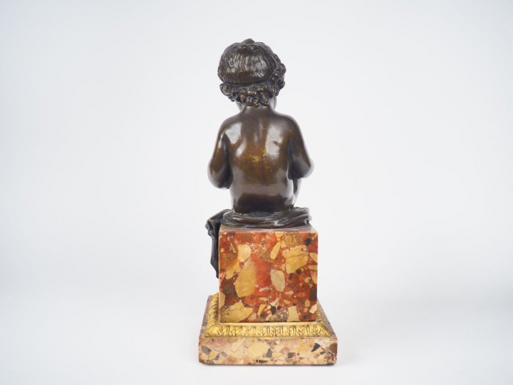 CANOVA.  « Enfant Lisant » Sculpture en bronze à patine brune. Socle m