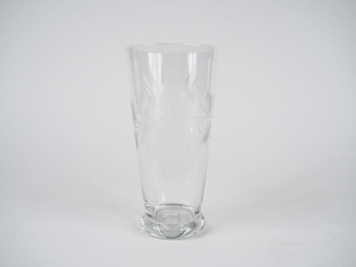 6 verres à long drink de style Art déco en cristal à décor gravé de fl