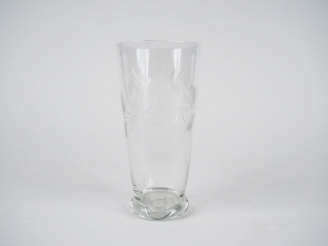 Vente aux enchères 6 verres à long drink de style Art déco en cristal à décor gravé de fl
