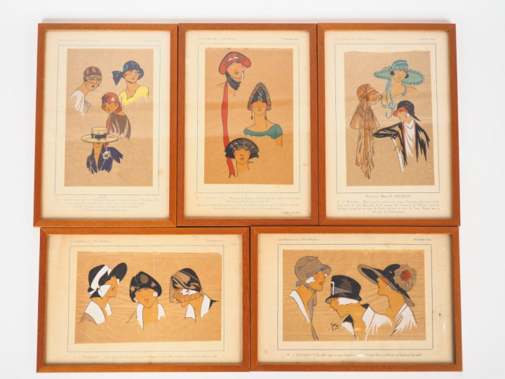Suite de pochoirs Art Déco "Les chapeaux très parisiens".