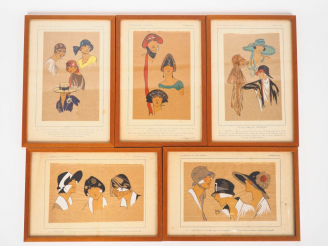 Vente aux enchères Suite de pochoirs Art Déco "Les chapeaux très parisiens".