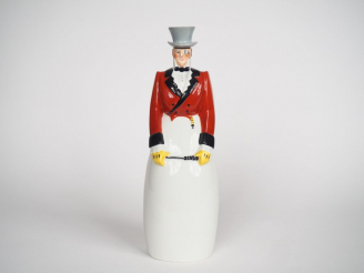 Vente aux enchères ROBJ.  Bouteille en porcelaine polychrome "Le cochet" Signée : Limoges
