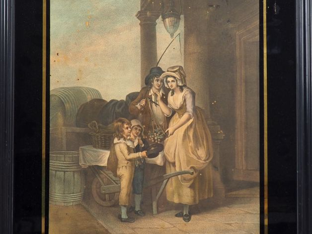 Gravure en couleurs "la famille du marchand de vins".