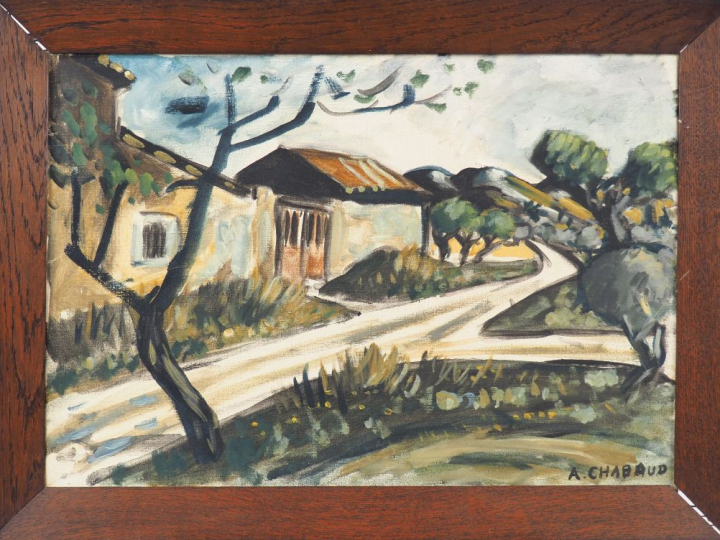 A. CHABAUD.  "Le chemin dans la montagnette". Huile sur toile, signée 
