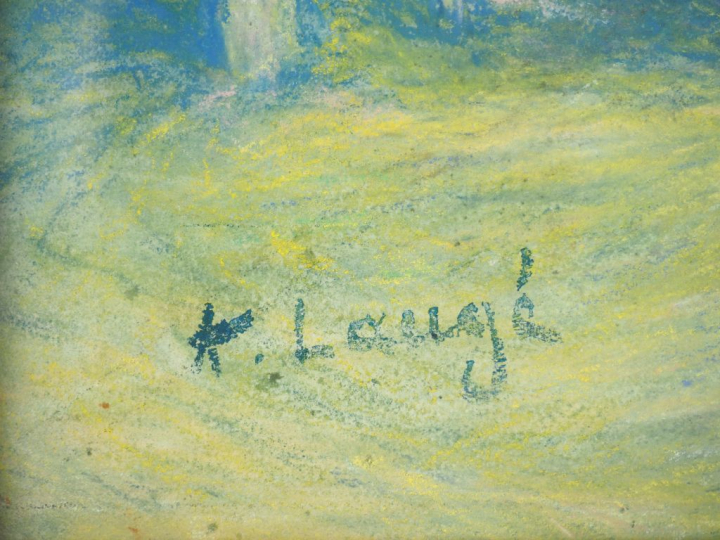 A. LAUGE. "Collioure aux chênes-lièges, vue depuis la colline d'Ambeil