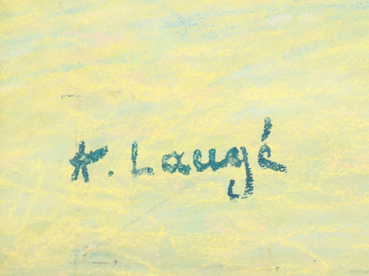 A. LAUGE.  "Collioure aux genêts, vue depuis la colline d'Ambeille" Pa