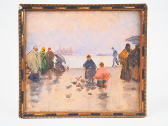 Vente aux enchères LEGOUT-GERARD (attribué à ). "Venise" Huile sur panneau. Dim. 15,5 x 1