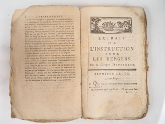 Vente aux enchères DAUBENTON. Extrait de l'Instruction pour les bergers et les propriétai