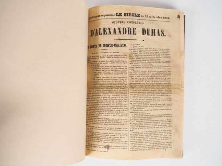 DUMAS (Alexandre). Le Comte de Monte-Christo ([sic]. Supplément au jou