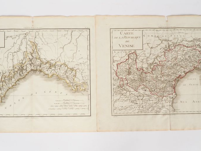 TARDIEU. (P.F). Ensemble de 5 cartes gravées. Carte physique de l'tali