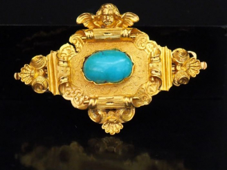 Vente aux enchères Fermoir de bracelet Napoléon III en or jaune, à décor de coquilles, d'